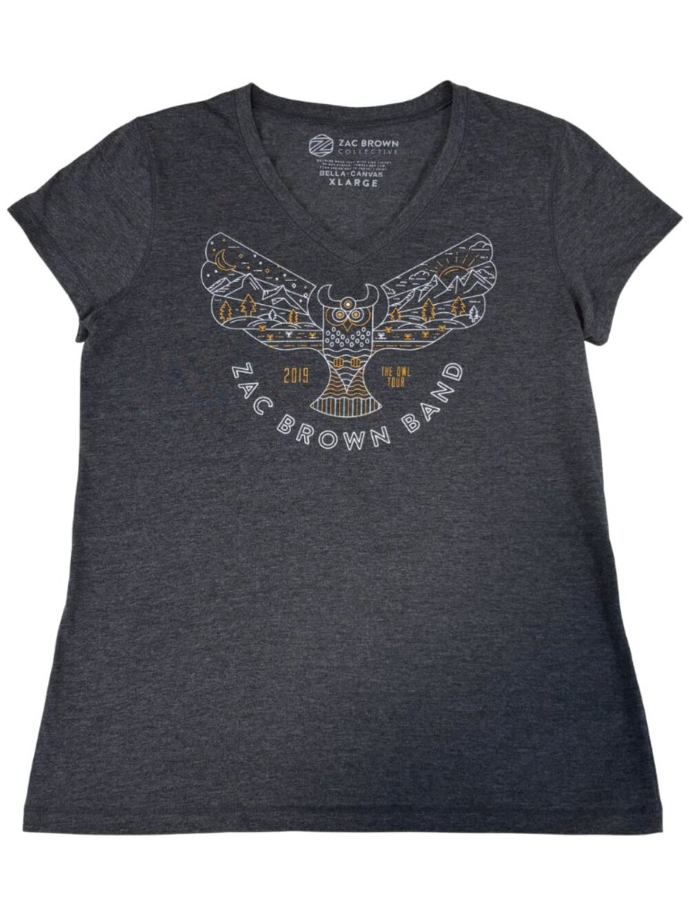 Zac Brown Band Women's "The Owl Tour 2019" Concert Tee in Dark Gray Size XL